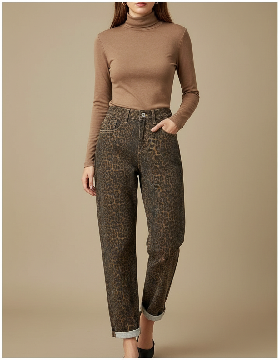 Pantalon Leopard Taille Haute - Imprimé Jean