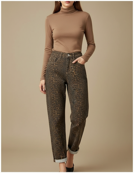 Pantalon Leopard Taille Haute - Imprimé Jean