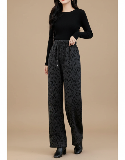 Pantalon Léopard Ample Épais Molleton Imprimé Hiver Femme