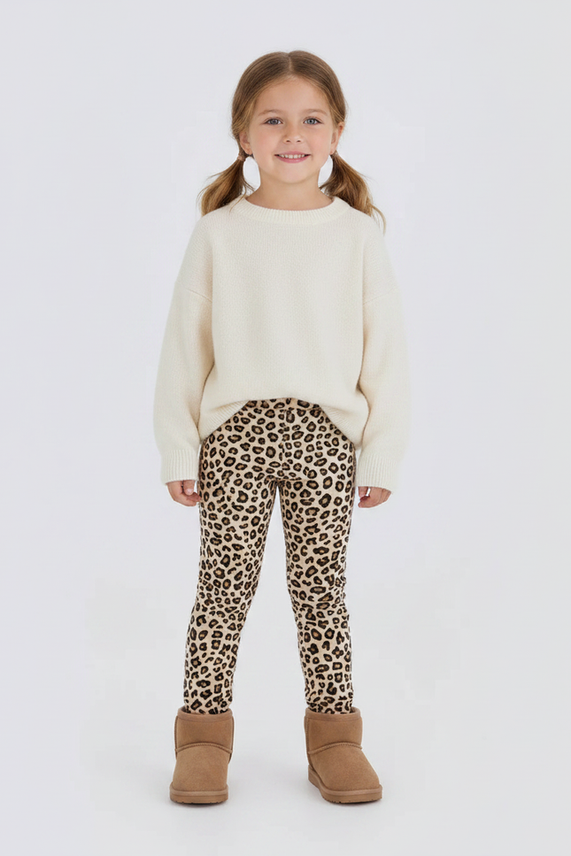Pantalon Léopard Slim Imprimé Fille Hiver Molleton