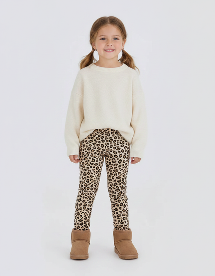 Pantalon Léopard Slim Imprimé Fille Hiver Molleton