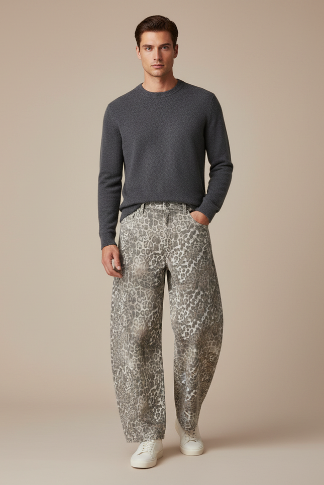 Pantalon Leopard Gris - Jean