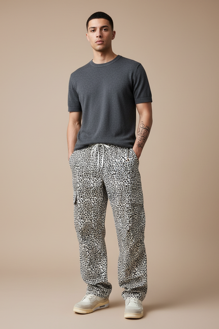 Pantalon Cargo Leopard - Imprimé Toile