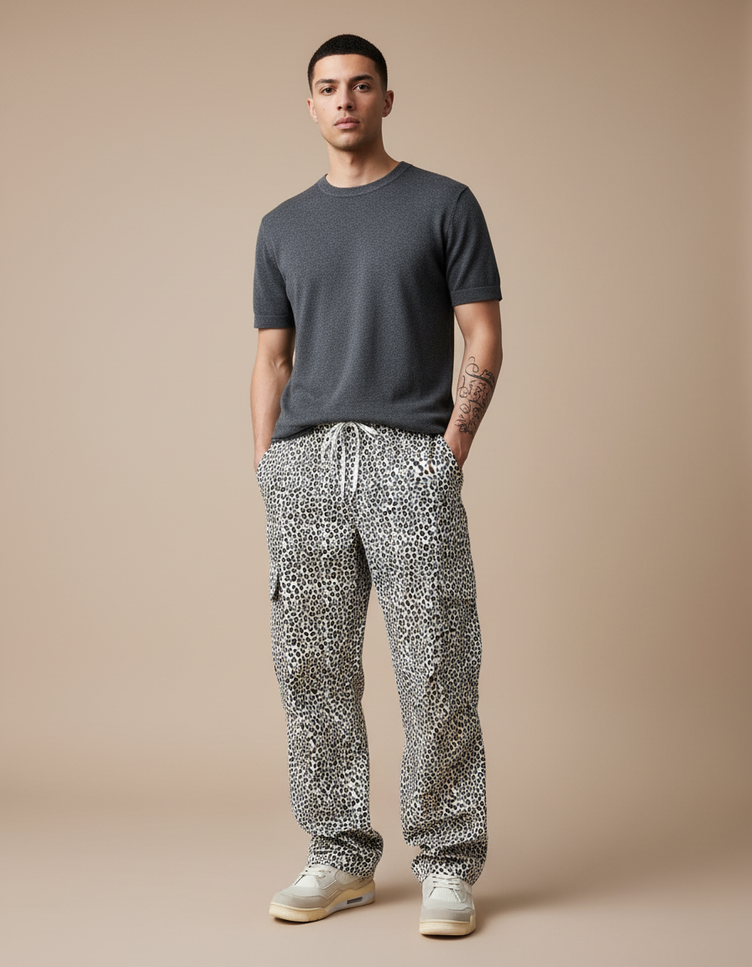 Pantalon Cargo Leopard - Imprimé Toile