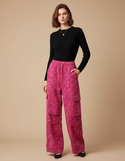 Pantalon Léopard Rose Ample Cargo Imprimé Décontracté - Coton