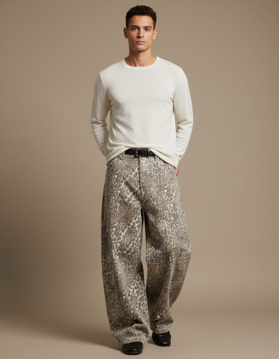 Pantalon Leopard Baggy - Imprimé Jean