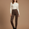 Pantalon Léopard Marron Imprimé Ajusté Femme - Maille