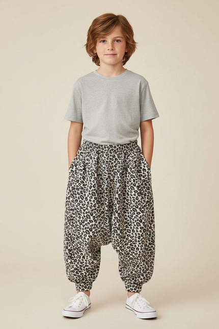 Pantalon Léopard Ample Imprimé Harem Enfant Décontracté - Molleton