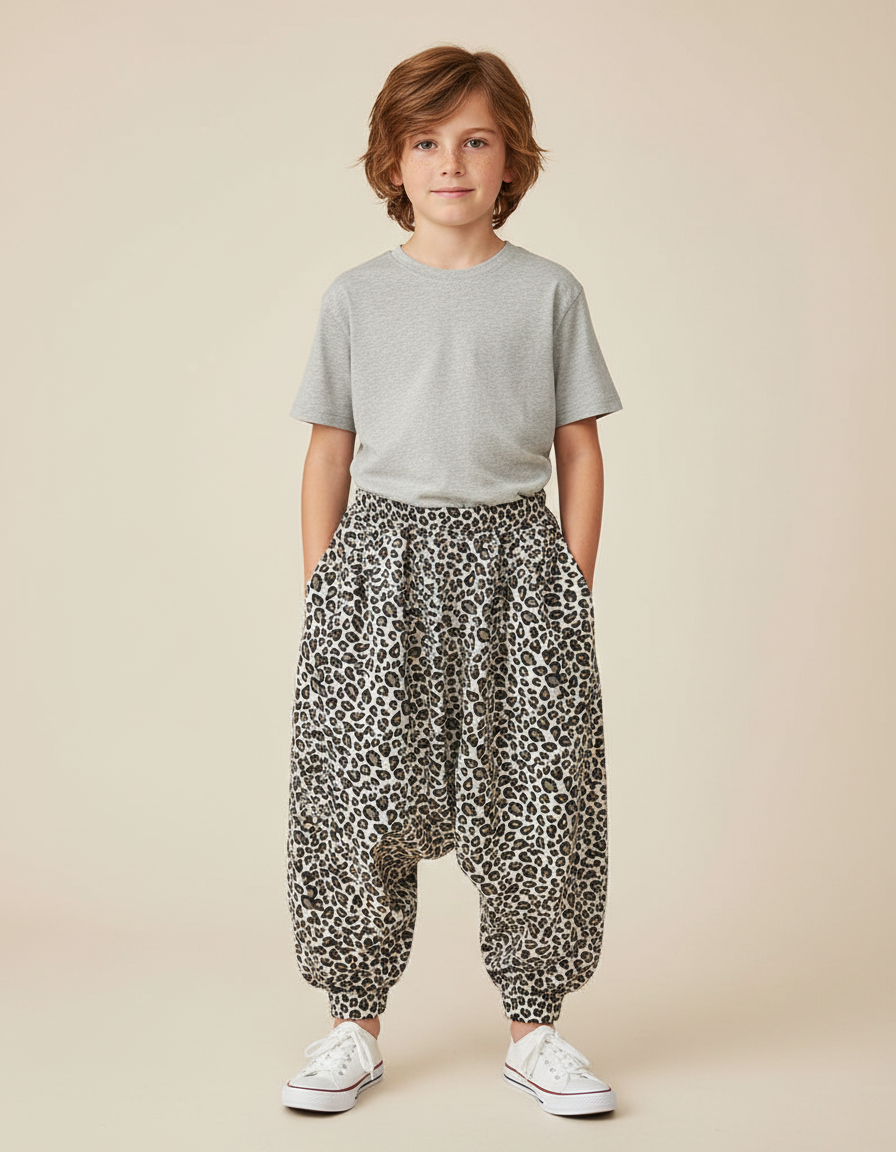 Pantalon Léopard Ample Imprimé Harem Enfant Décontracté - Molleton