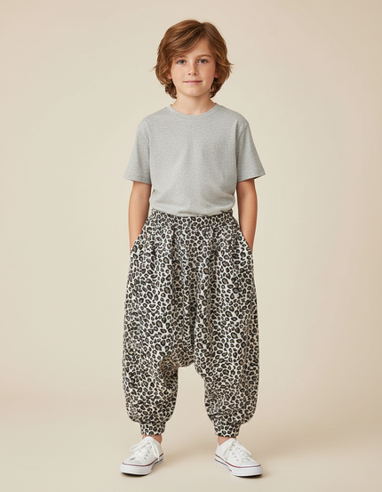 Pantalon Léopard Ample Imprimé Harem Enfant Décontracté - Molleton