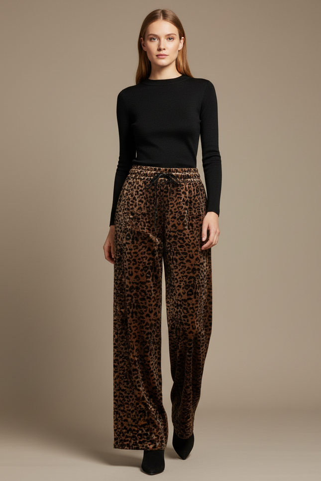 Pantalon Velours Leopard Femme - Imprimé