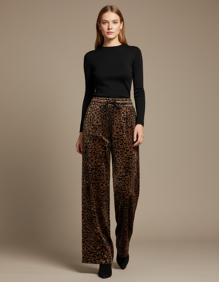 Pantalon Velours Leopard Femme - Imprimé