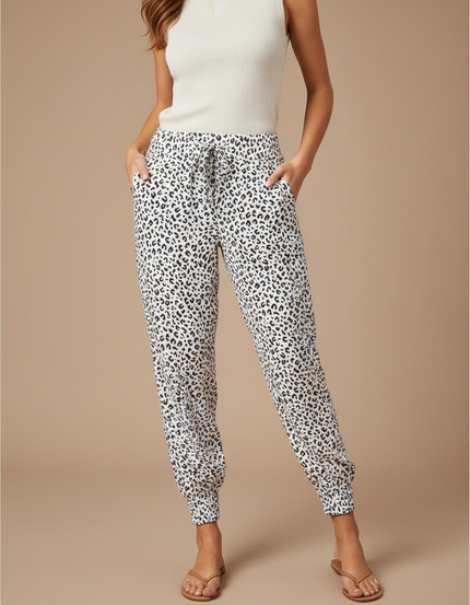 Pantalon Leopard Noir Et Blanc - Imprimé Viscose