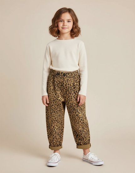Pantalon Léopard Marron Ample Coton Enfant