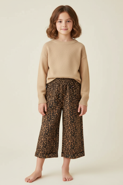 Pantalon Léopard Ample Imprimé Enfant Décontracté - Viscose