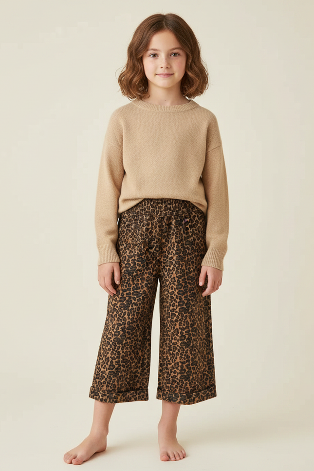 Pantalon Léopard Ample Imprimé Enfant Décontracté - Viscose