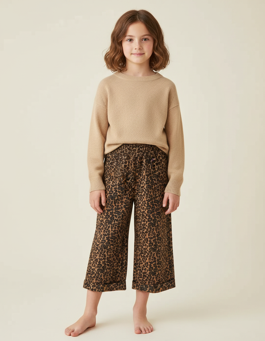 Pantalon Léopard Ample Imprimé Enfant Décontracté - Viscose
