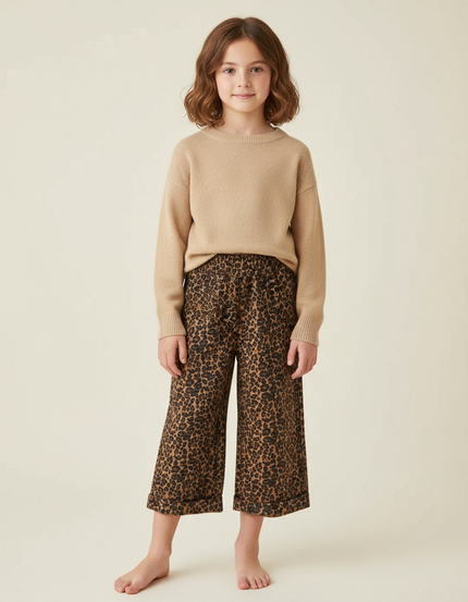 Pantalon Léopard Ample Imprimé Enfant Décontracté - Viscose