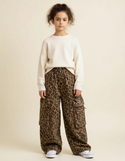 Pantalon Léopard Cargo Ample Imprimé Marron Enfant - Toile