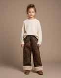 Pantalon Léopard Marron Imprimé Chaud Ample Enfant - Molleton