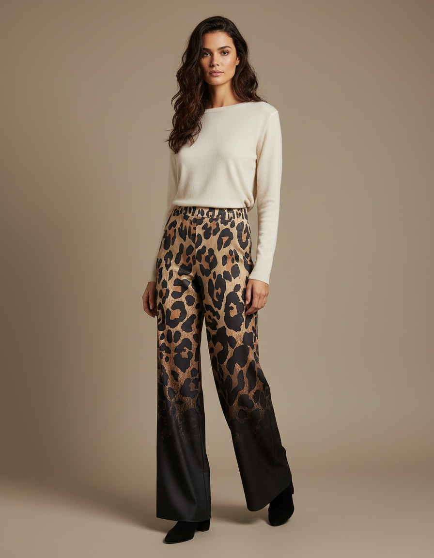 Pantalon Satin Leopard - Imprimé