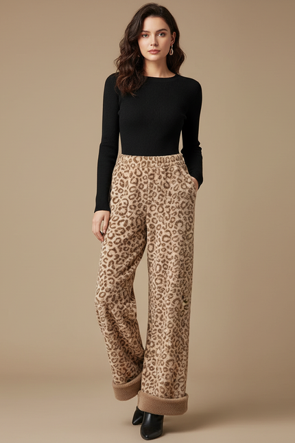 Pantalon Palazzo Leopard - Imprimé Molleton