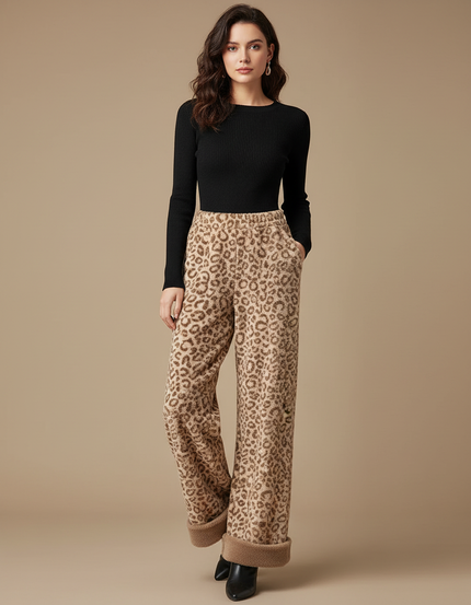 Pantalon Palazzo Leopard - Imprimé Molleton