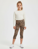 Pantalon Léopard Court Imprimé Taille Haute Fille - Polyester