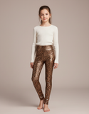 Pantalon Léopard Brillant Moulant Taille Haute - Imprimé Simili cuir