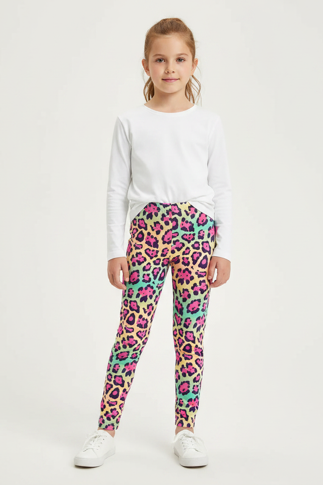 Pantalon Léopard Fille Multicolore Imprimé Ajusté Élastique - Polyester