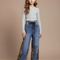 Pantalon Léopard Jean Ample Patchwork Décontracté Fille - Imprimé