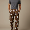 Pantalon Léopard Marron Imprimé Hello Kitty Doux Ample Homme - Molleton