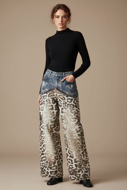 Pantalon Leopard Clair - Imprimé Jean