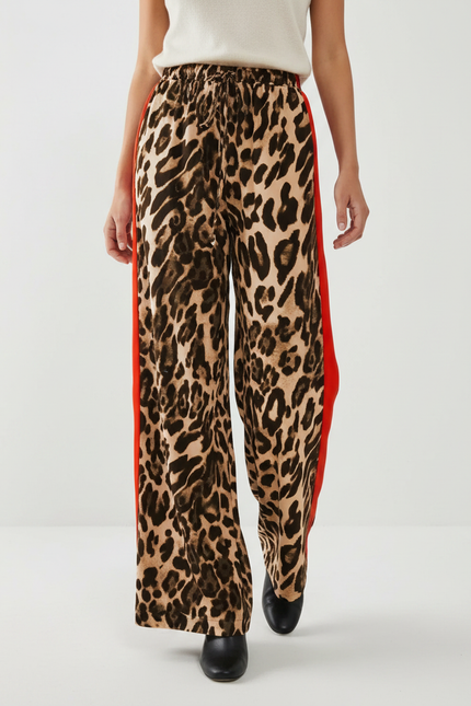 Pantalon Leopard Bande Rouge - Imprimé Viscose