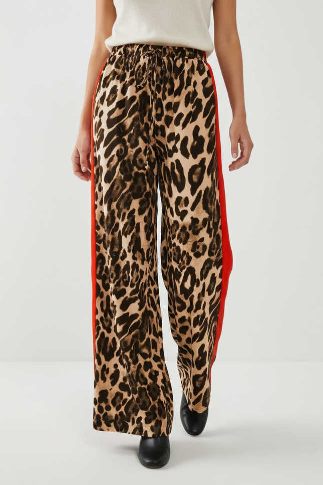 Pantalon Leopard Bande Rouge - Imprimé Viscose