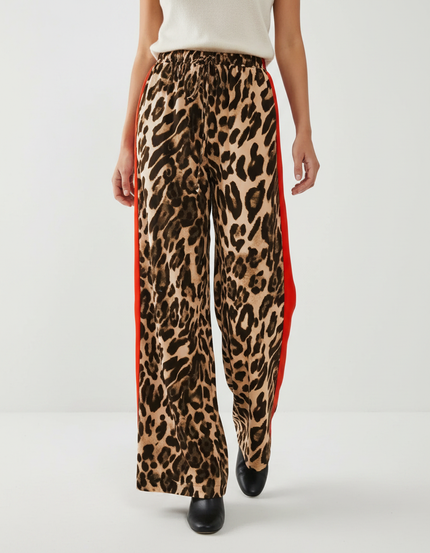 Pantalon Leopard Bande Rouge - Imprimé Viscose
