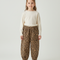 Pantalon Léopard Enfant Velours Côtelé Marron Ample - Imprimé Cordé