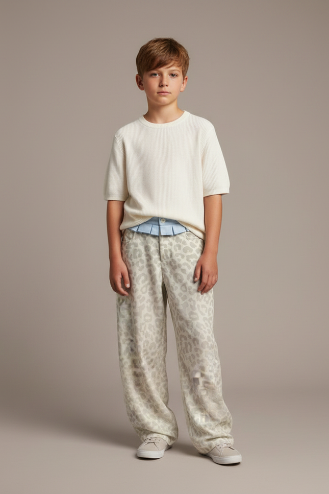 Pantalon Léopard Ample Beige Imprimé Enfant - Molleton