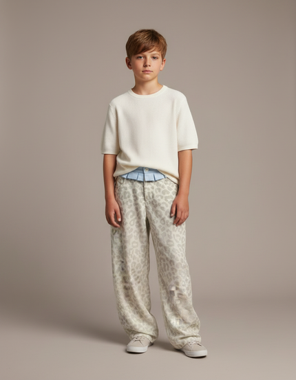 Pantalon Léopard Ample Beige Imprimé Enfant - Molleton