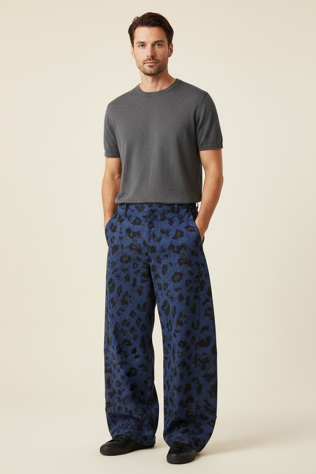 Pantalon Leopard Bleu - Coton