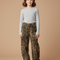 Pantalon Léopard Ample Imprimé Marron Fille Décontracté - Jean