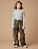 Pantalon Léopard Ample Imprimé Marron Fille Décontracté - Jean