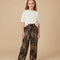 Pantalon Léopard Ample Imprimé Marron Décontracté Fille - Viscose