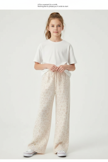 Pantalon Léopard Beige Ample Doux Confortable Femme - Molleton