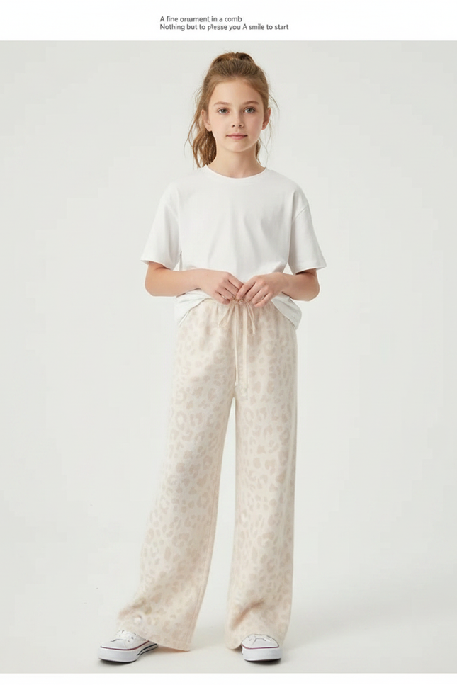 Pantalon Léopard Beige Ample Doux Confortable Femme - Molleton