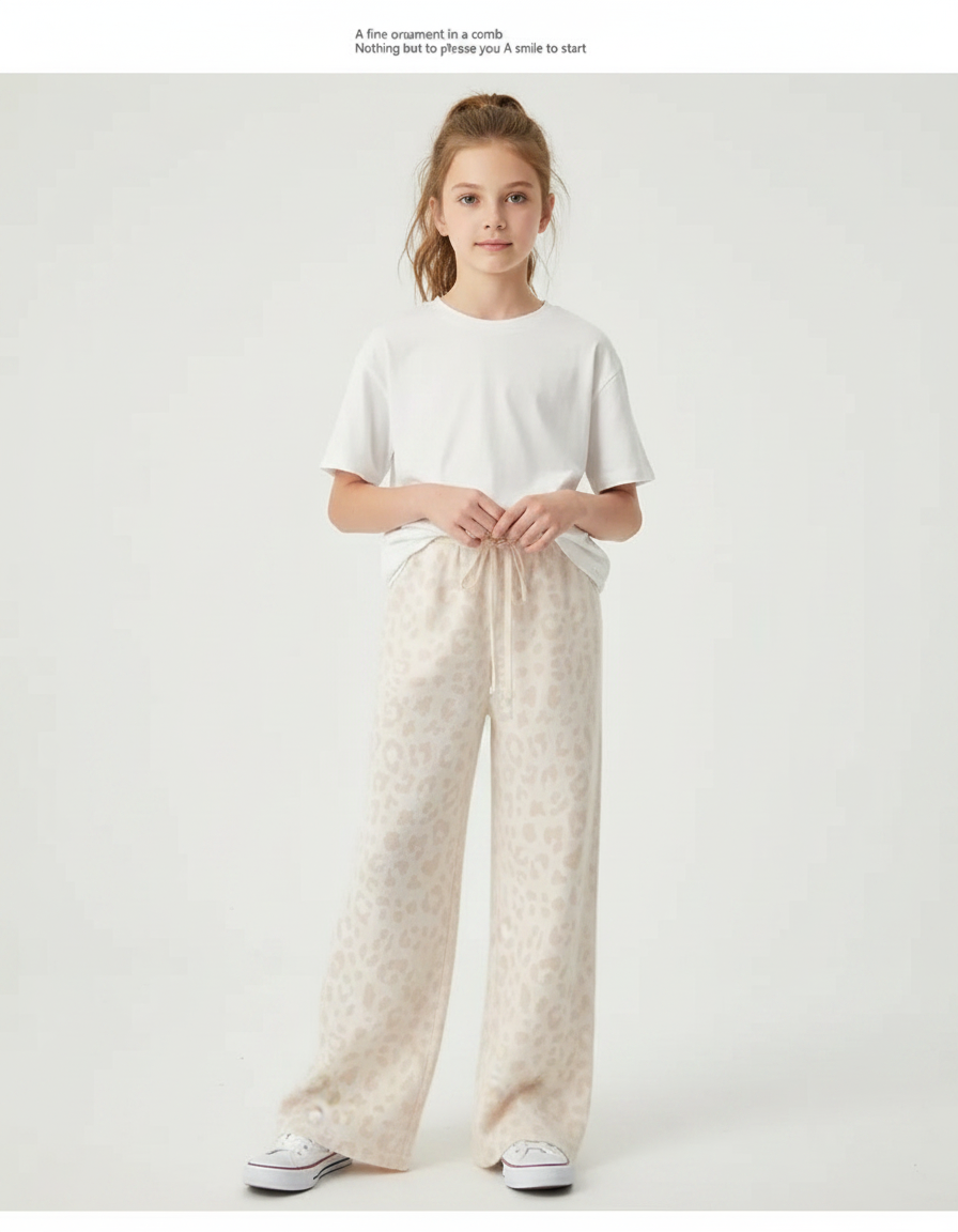 Pantalon Léopard Beige Ample Doux Confortable Femme - Molleton
