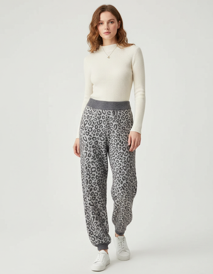 Pantalon Maille Leopard - Imprimé