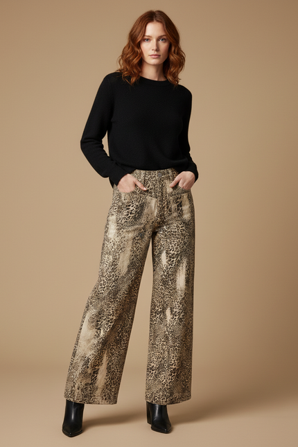 Pantalon Fluide Imprimé Leopard - Toile