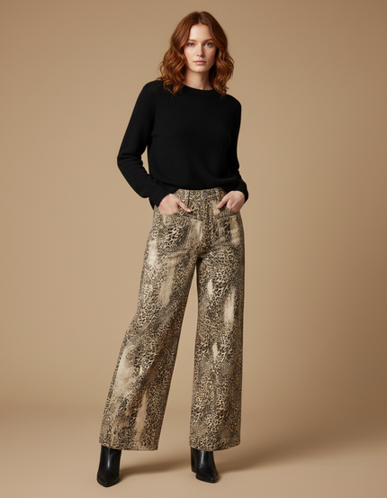 Pantalon Fluide Imprimé Leopard - Toile