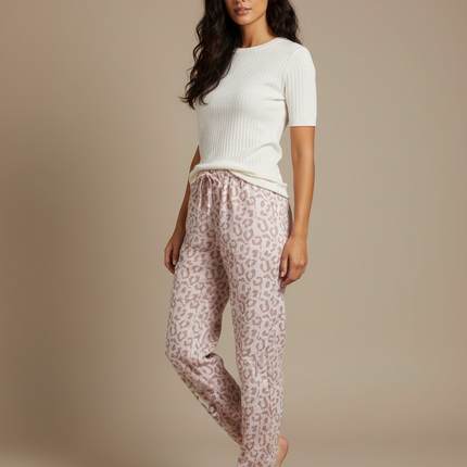 Pantalon Leopard Gaze De Coton - Imprimé